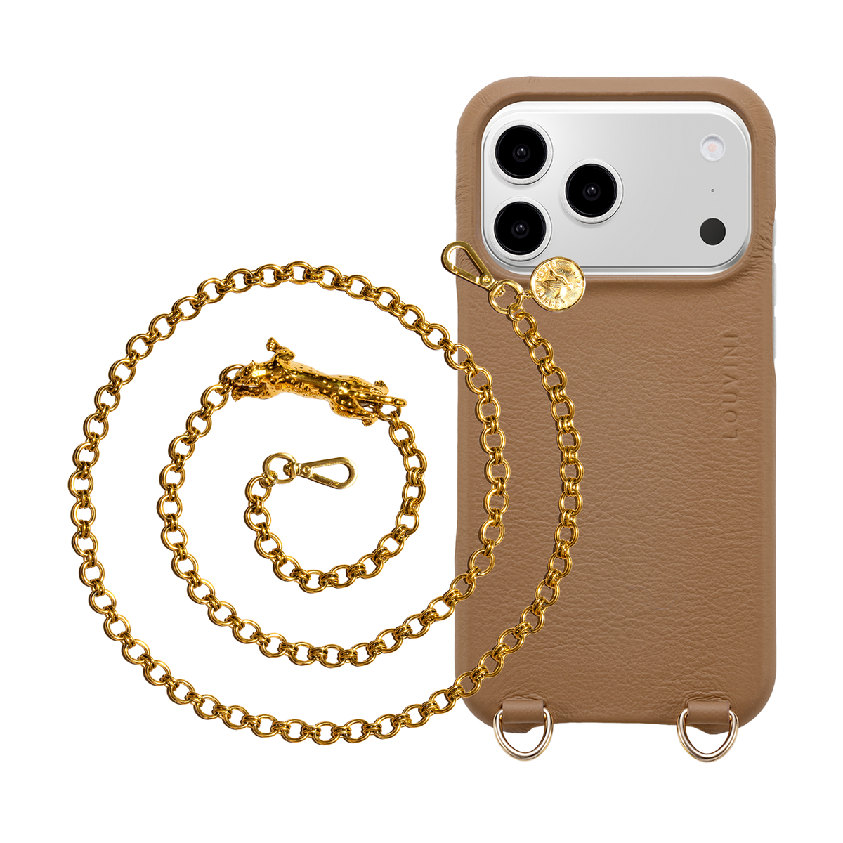 MAX MagSafe iPhone Case Camel & Chain DALIA Leopard Gold
