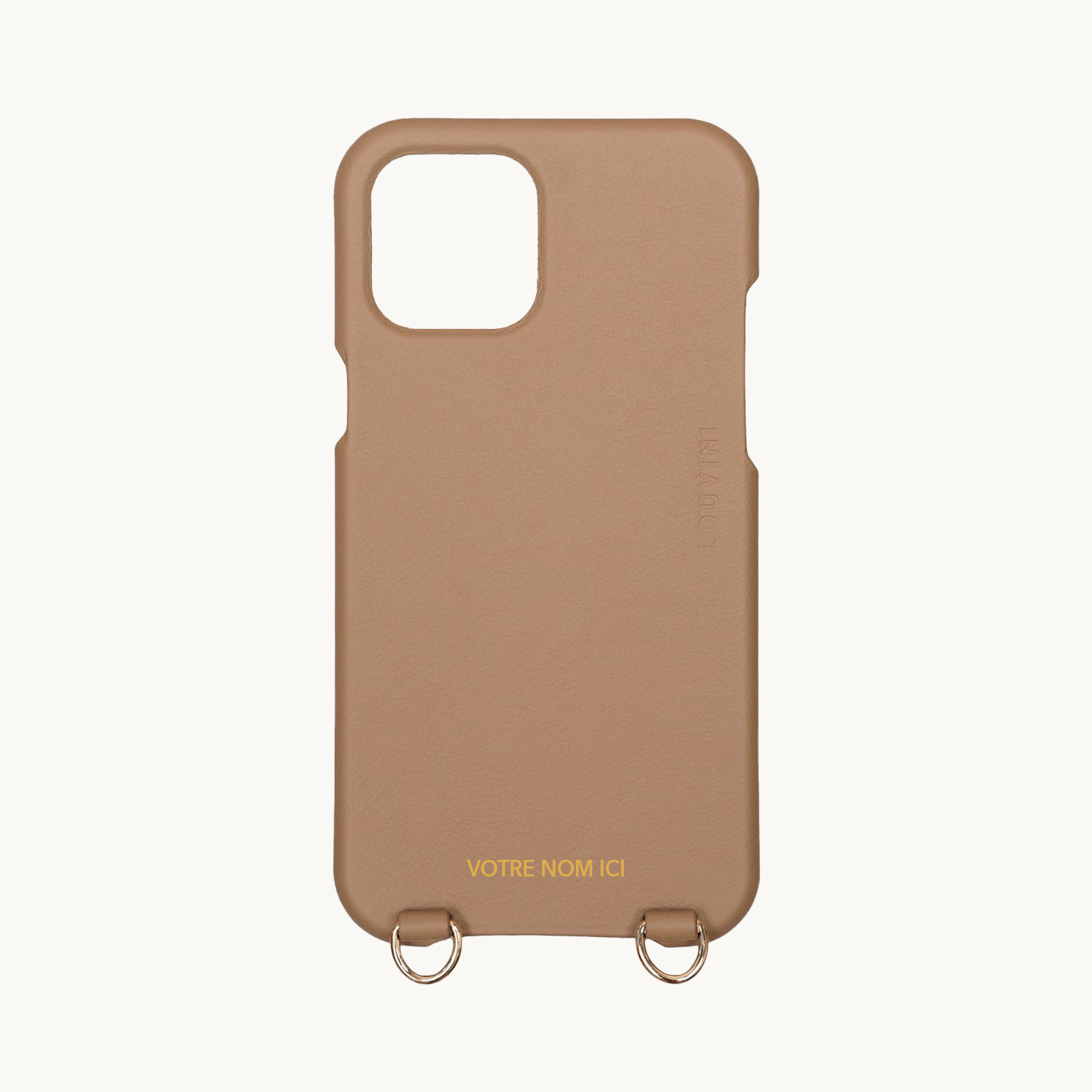 Coque iPhone MagSafe cuir camel avec anneaux MAX personnalisable