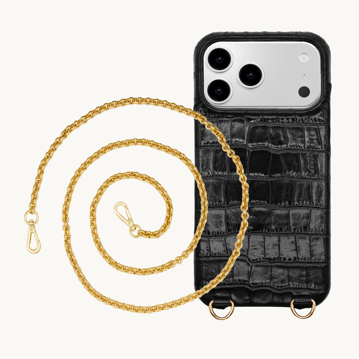 MAX Black Crocodile MagSafe iPhone Case & Chain SAVANA