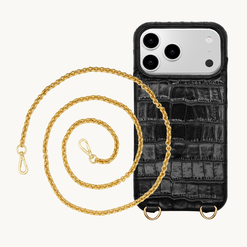 MAX Black Crocodile MagSafe iPhone Case & Chain SAVANA