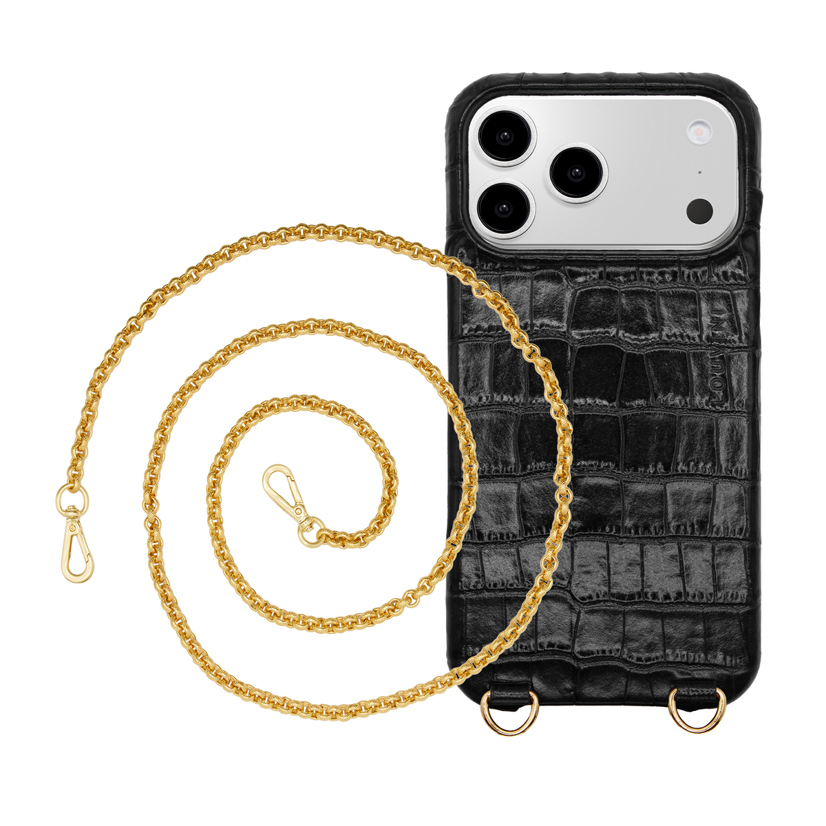MAX Black Crocodile MagSafe iPhone Case & Chain SAVANA