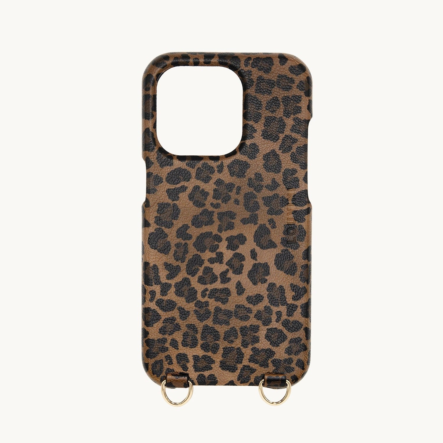 coque iphone en cuir personnalisée imprimé léopard avec anneaux