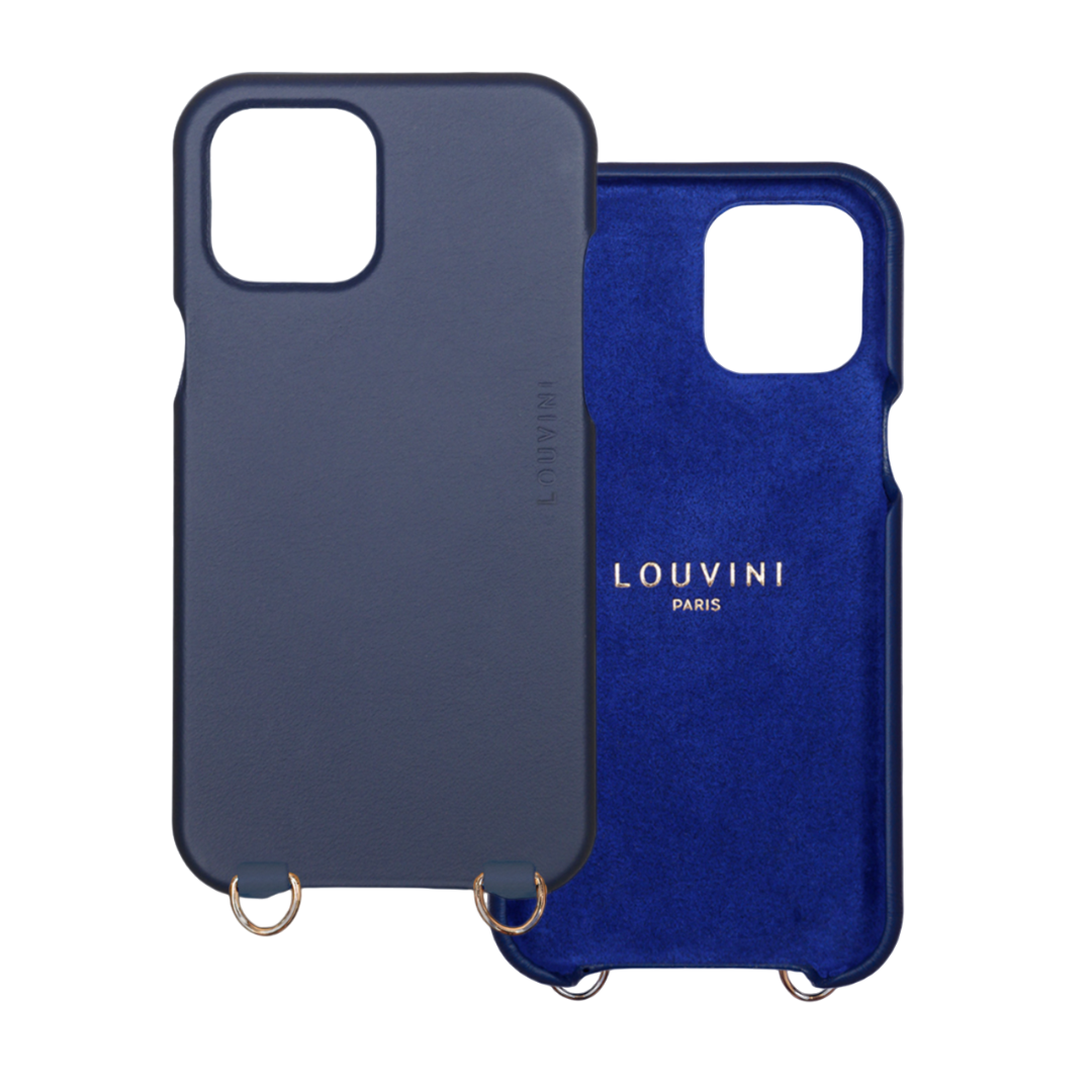 LEATHER IPHONE CASE WITH LOOPS AND MAGSAFE MAX - NAVY