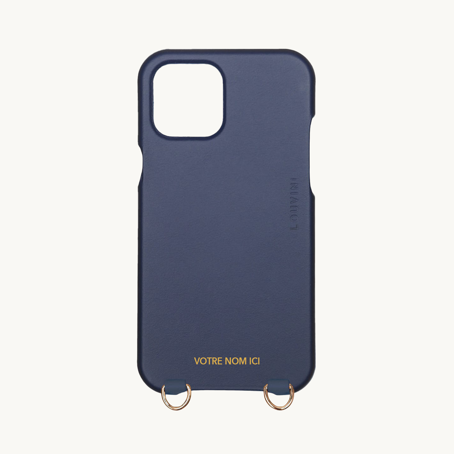 LEATHER IPHONE CASE WITH LOOPS AND MAGSAFE MAX - NAVY (PERSONALISABLE)