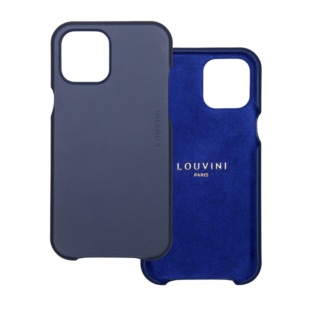 Coque iPhone MagSafe cuir MAX Bleu marine