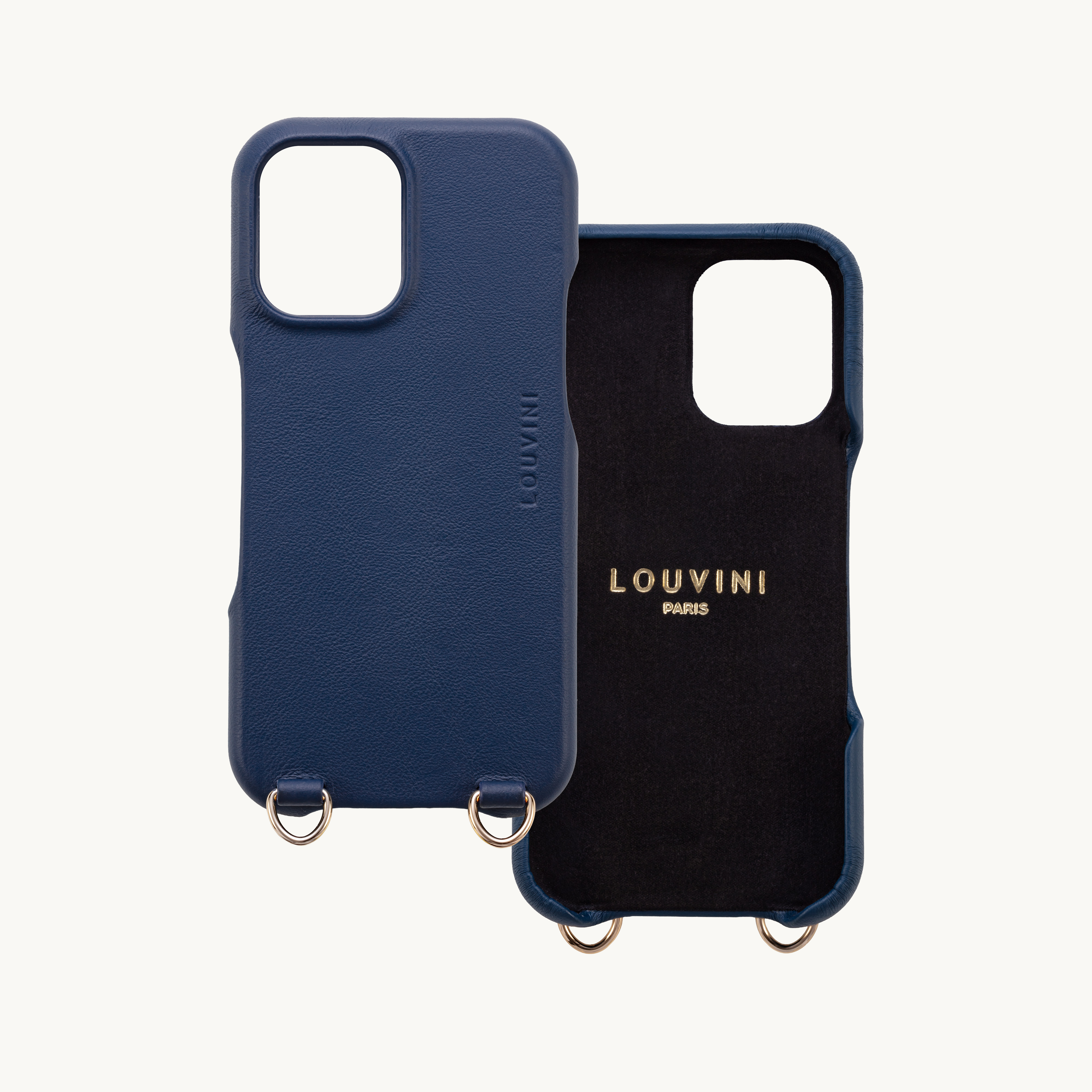 Leather iPhone Case with Loops and MagSafe MAX - NAVY 
