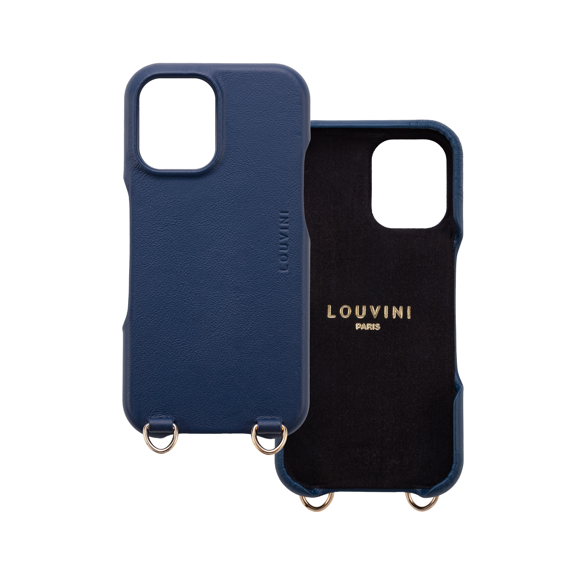 Leather iPhone Case with Loops and MagSafe MAX - NAVY 