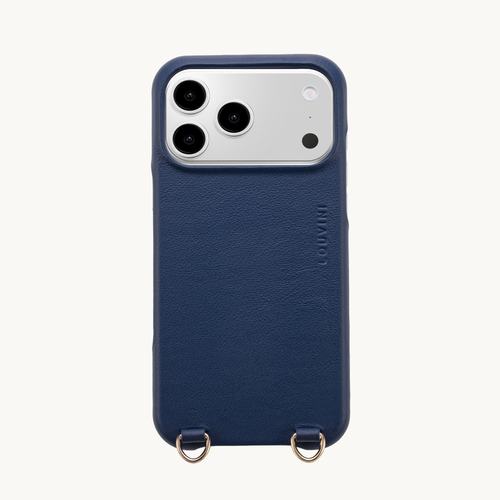 Leather iPhone Case with Loops and MagSafe MAX - NAVY 