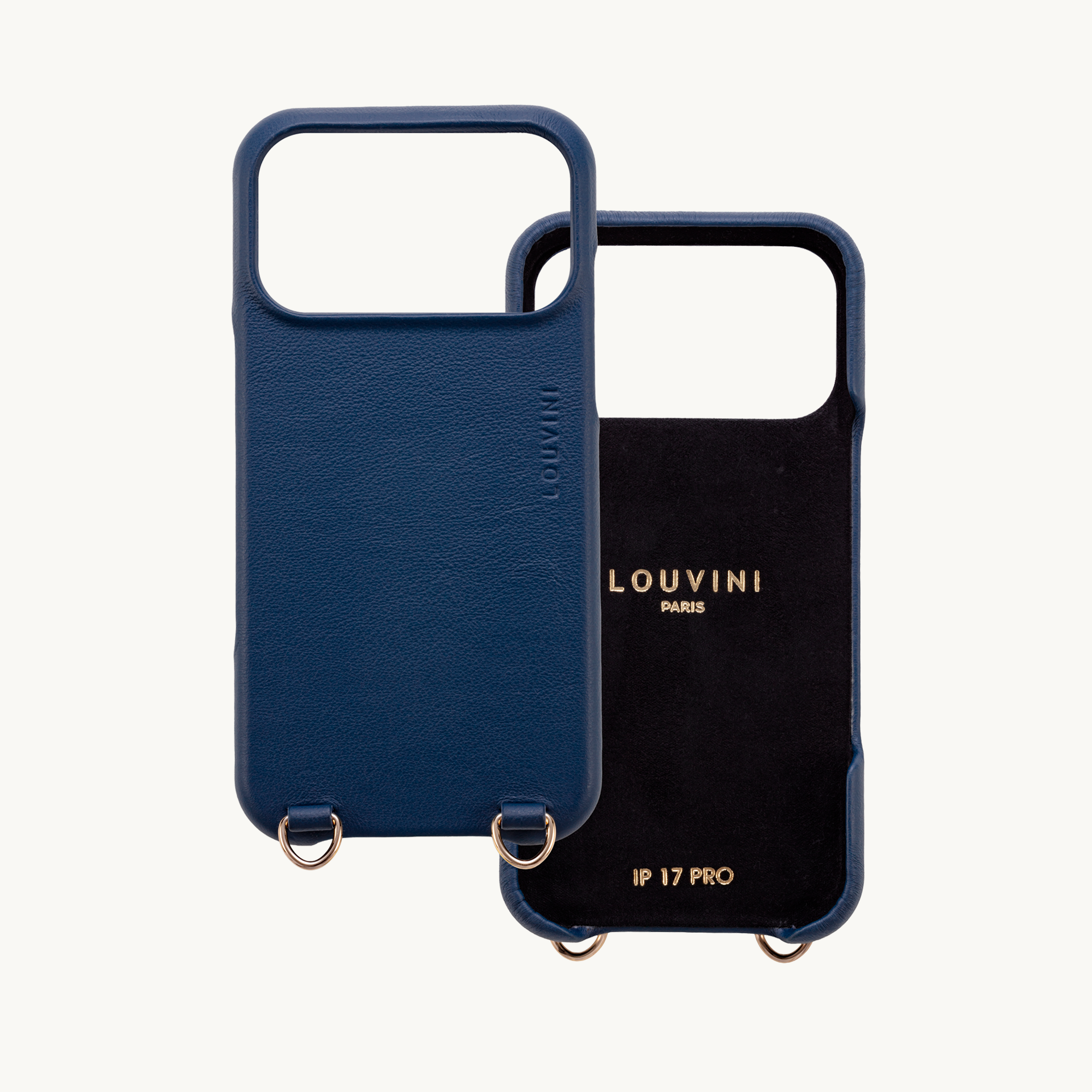 Leather iPhone Case with Loops and MagSafe MAX - NAVY 