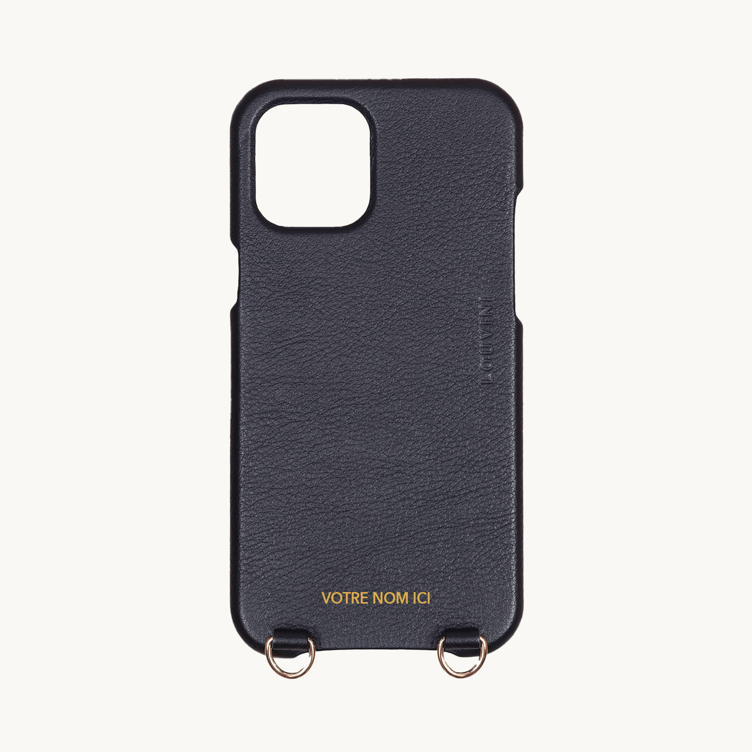 LEATHER IPHONE CASE WITH LOOPS AND MAGSAFE MAX - BLACK (PERSONALISABLE)