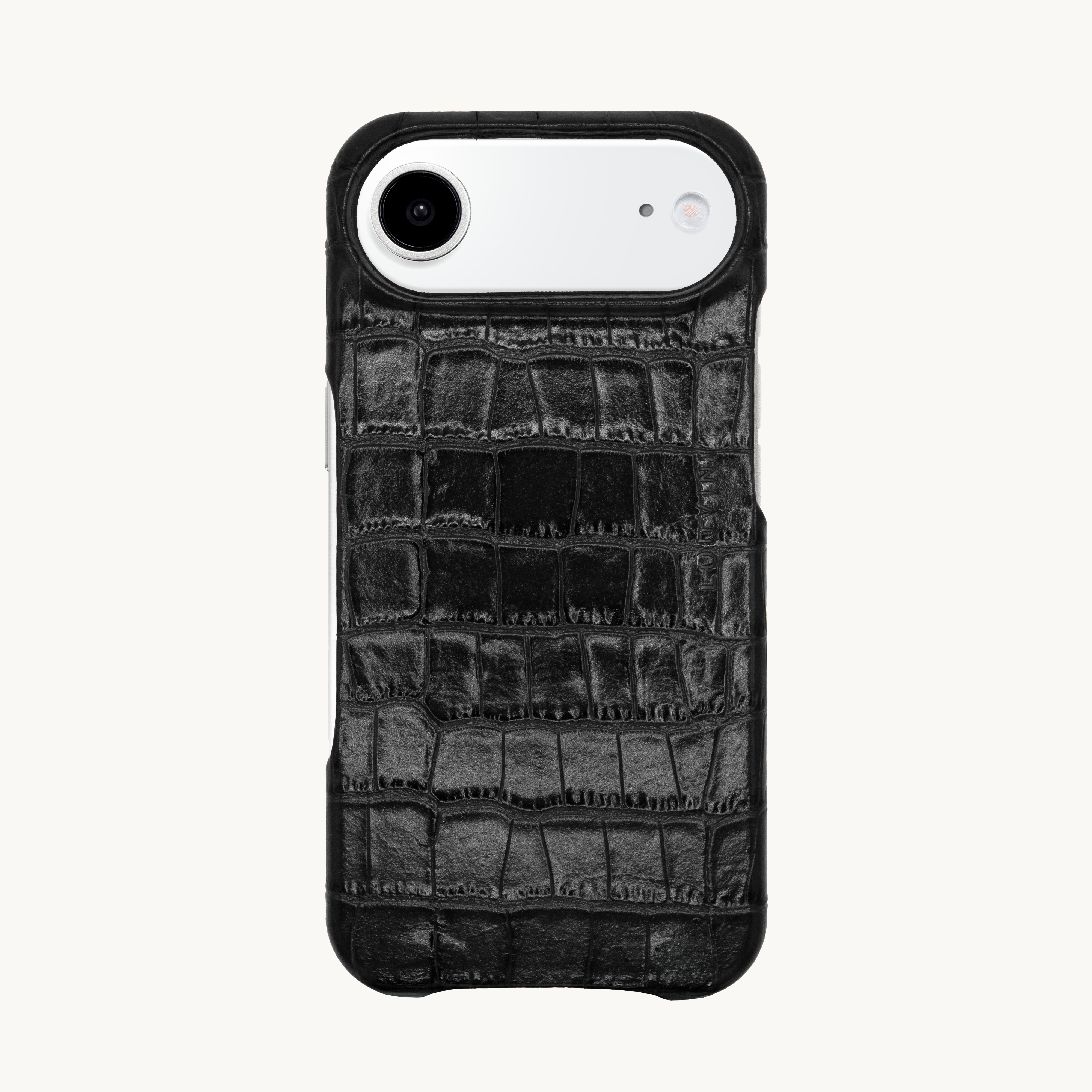 Leather iPhone Case without Loops and MagSafe MAX - Black Crocodile