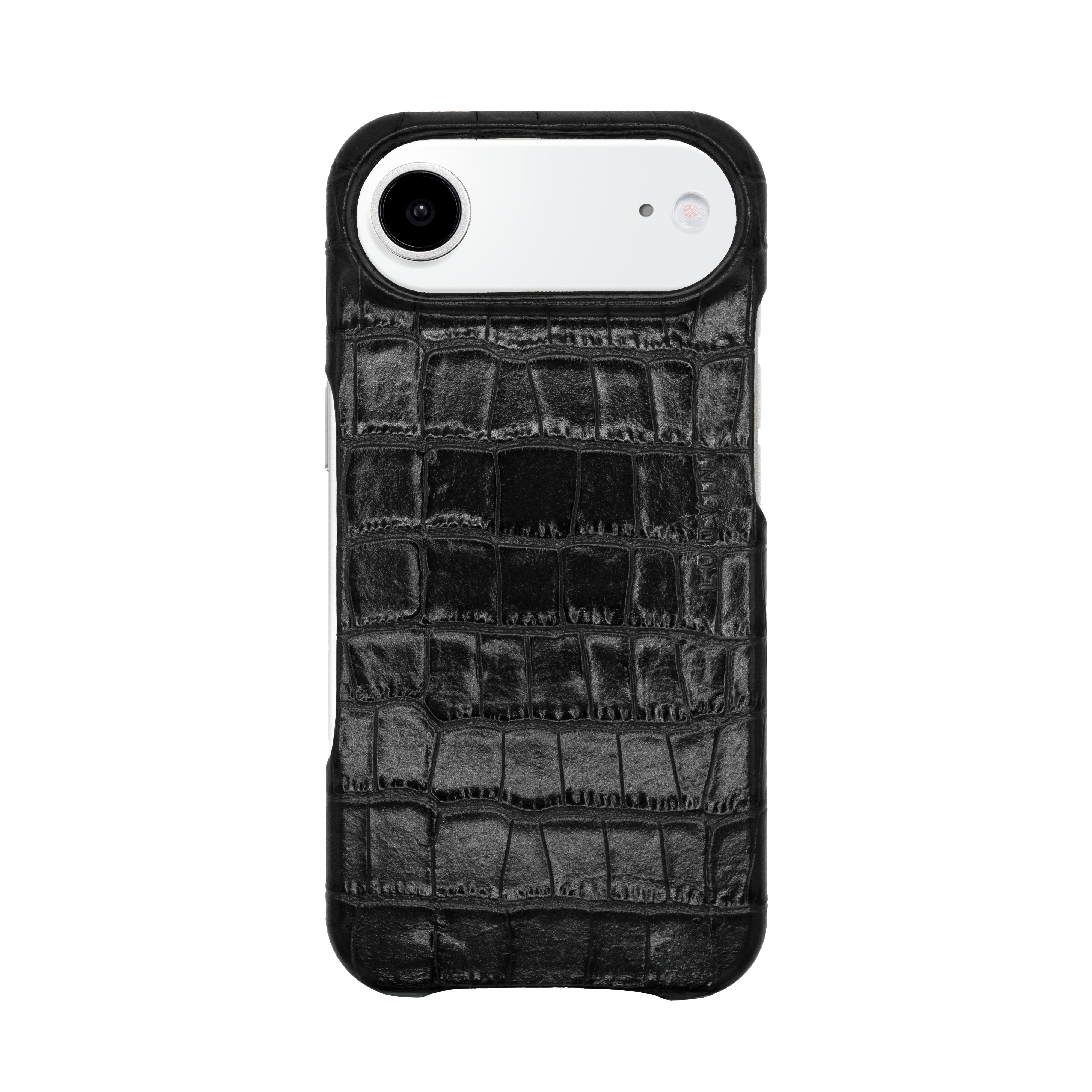 Leather iPhone Case without Loops and MagSafe MAX - Black Crocodile