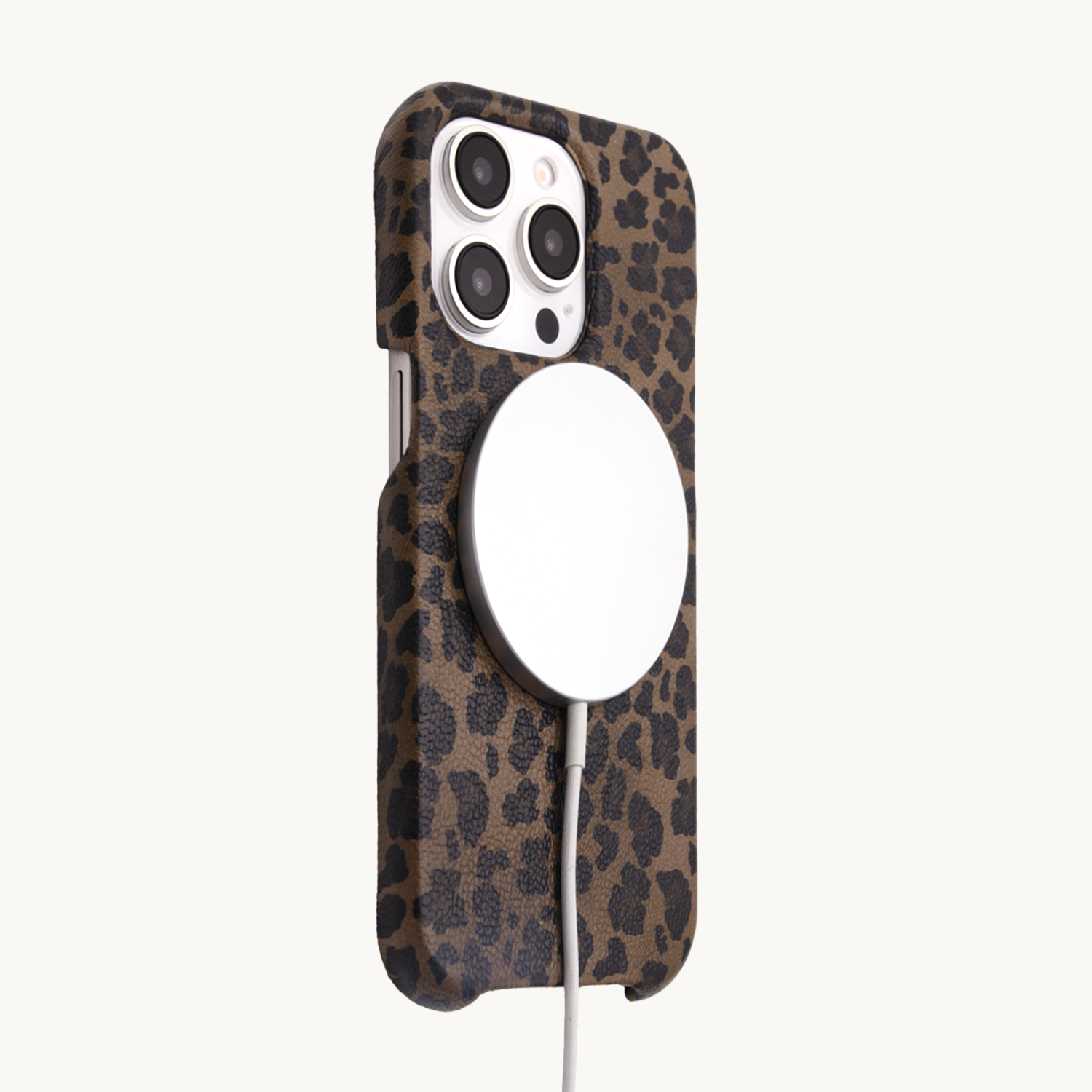 LEATHER IPHONE CASE WITH MAGSAFE MAX - LEOPARD 