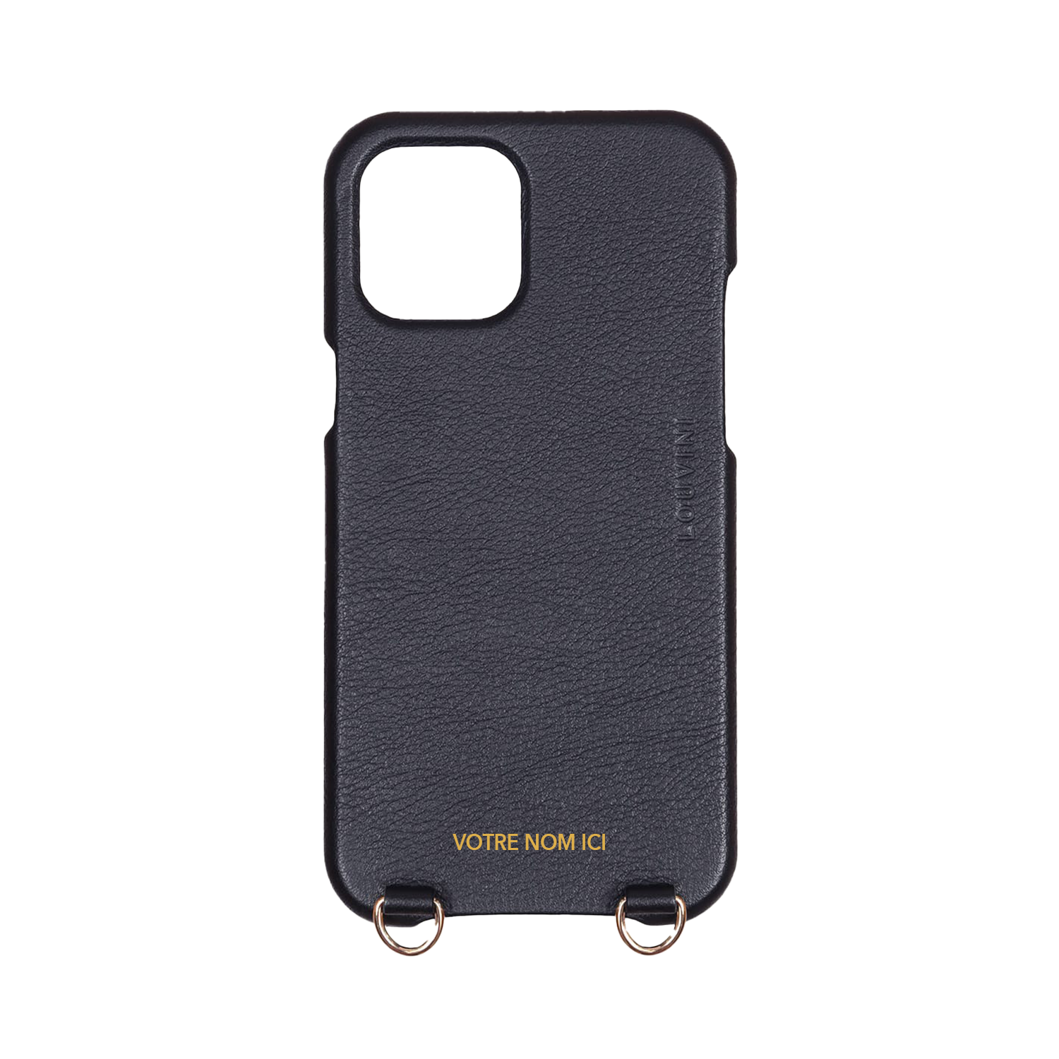 LEATHER IPHONE CASE WITH LOOPS AND MAGSAFE MAX - BLACK (PERSONALISABLE)