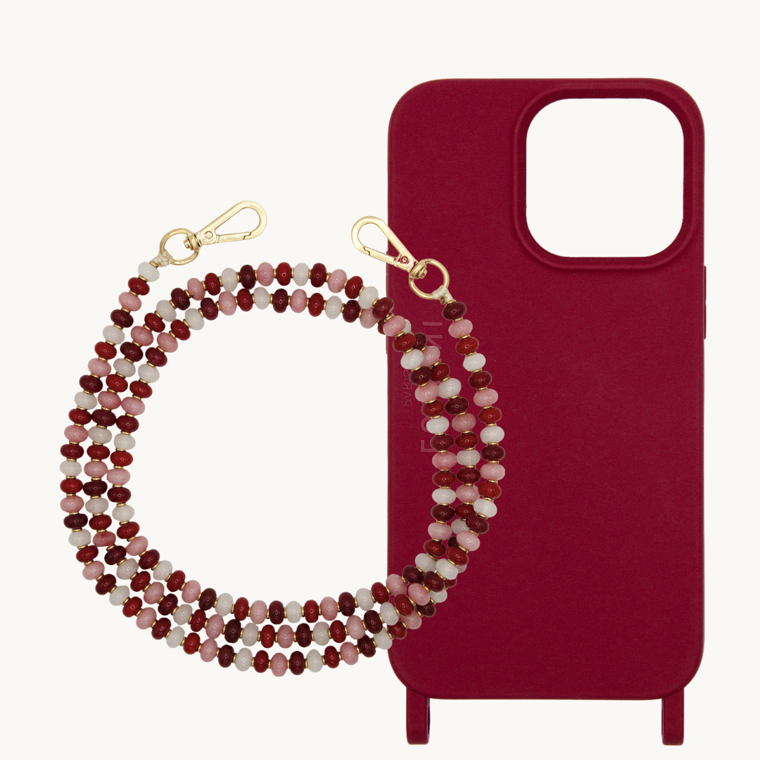 Case MILO iPhone Bordeaux & Shoulder strap ELISE Red