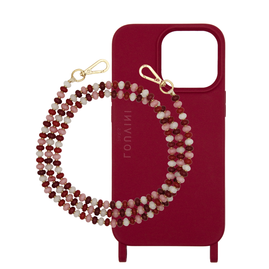 Case MILO iPhone Bordeaux & Shoulder strap ELISE Red