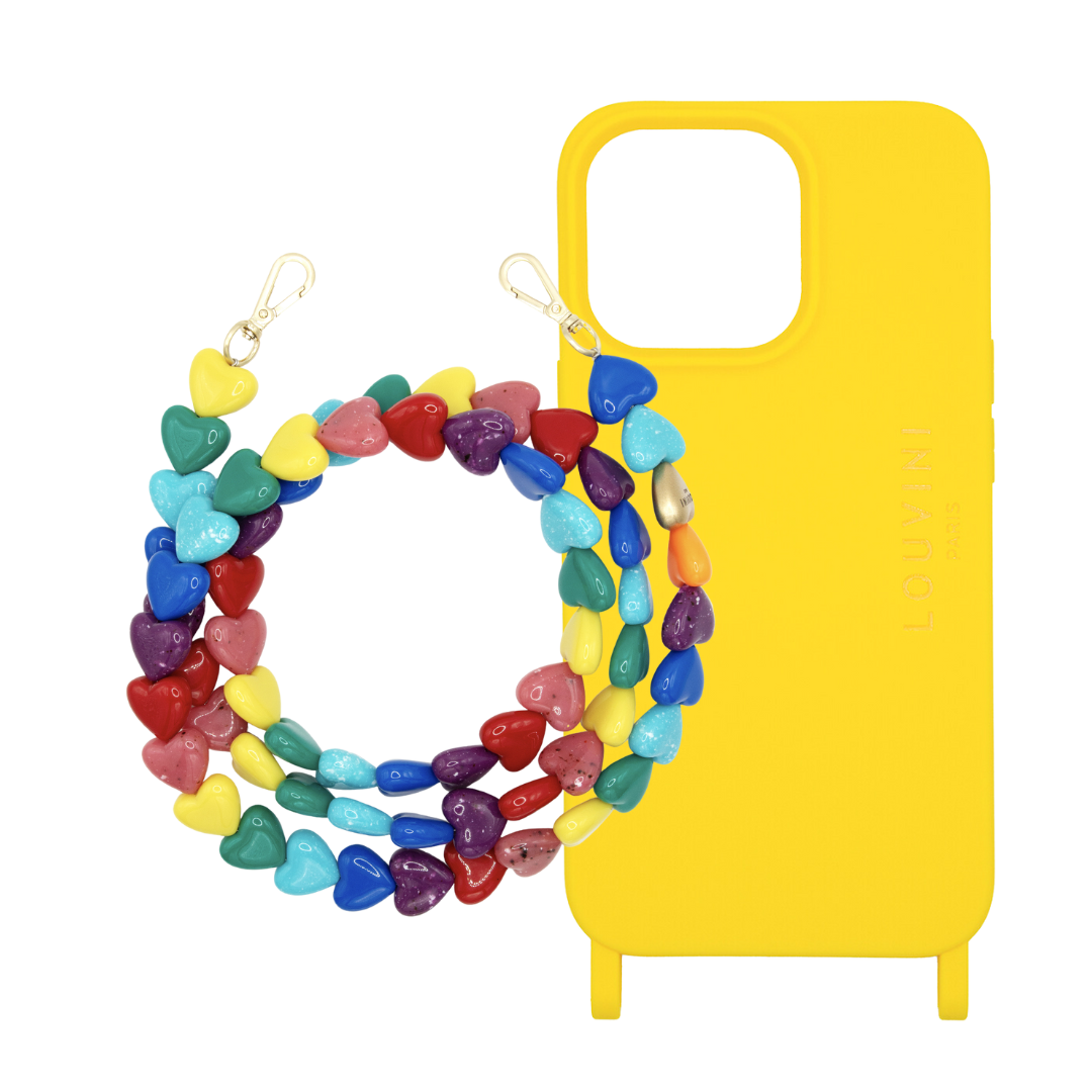 Milo Yellow iPhone Case & Cuore Rainbow Chain