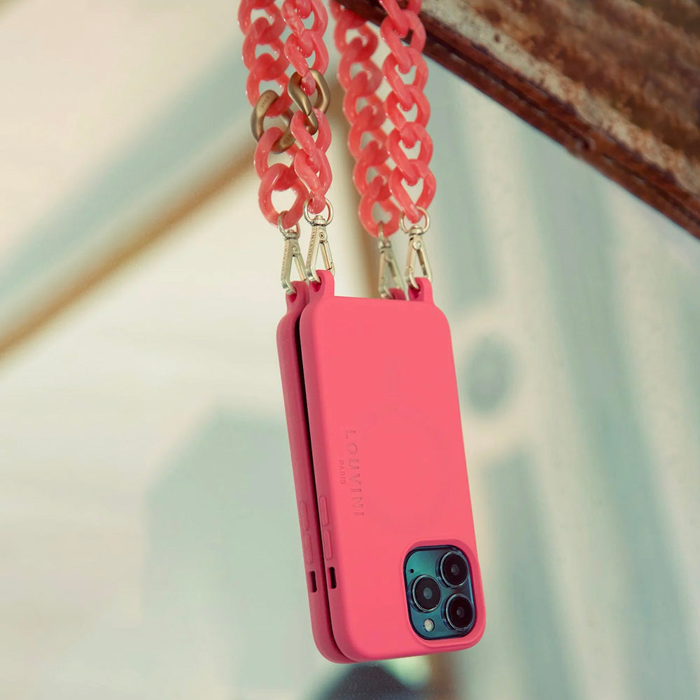 Milo Pink iPhone Case & Zoe Coral Chain