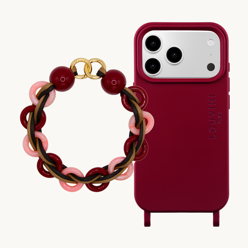 MILO MagSafe Burgundy Iphone Case & DOLLY bracelet Cherry Blossom