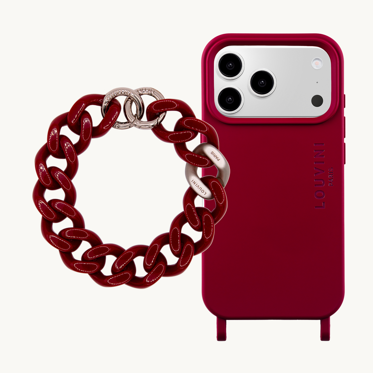 MILO MagSafe iPhone Case Burgundy & Bracelet PETIT ZOE Silver Burgundy