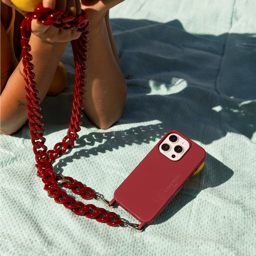 iPhone MagSafe Silicone Case with Rings MILO - Burgundy