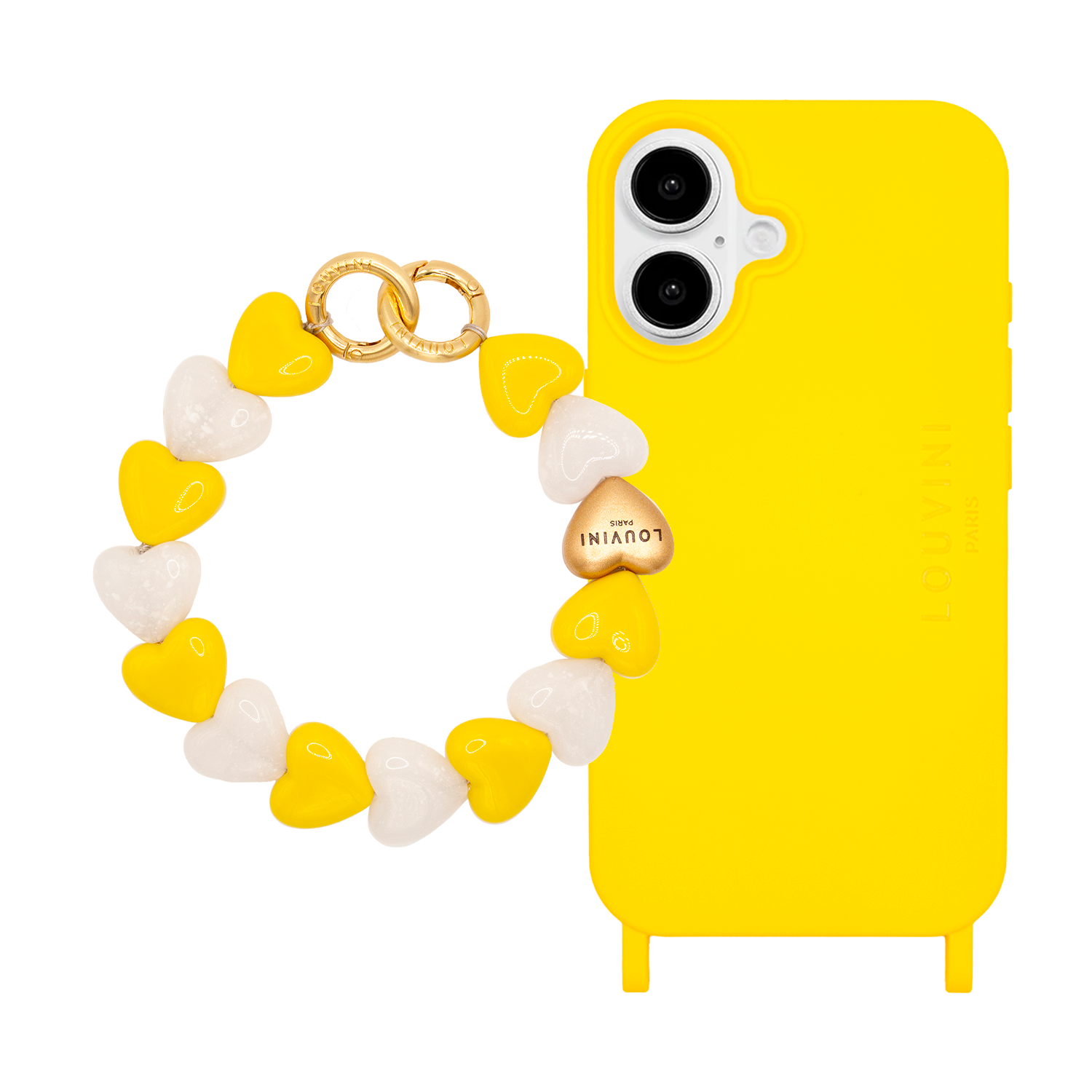 MILO Yellow iPhone Case & PETIT CUORE Bracelet Yellow White