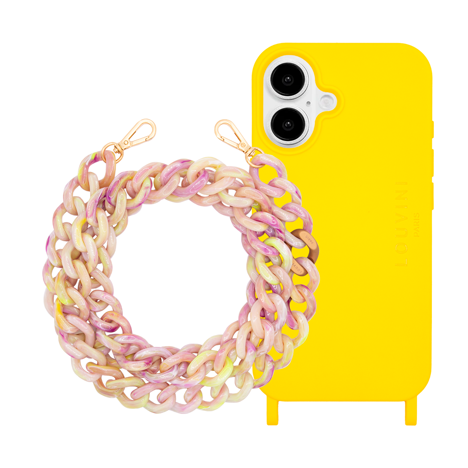MILO Yellow iPhone Case & ZOE Chain Yellow-Purple