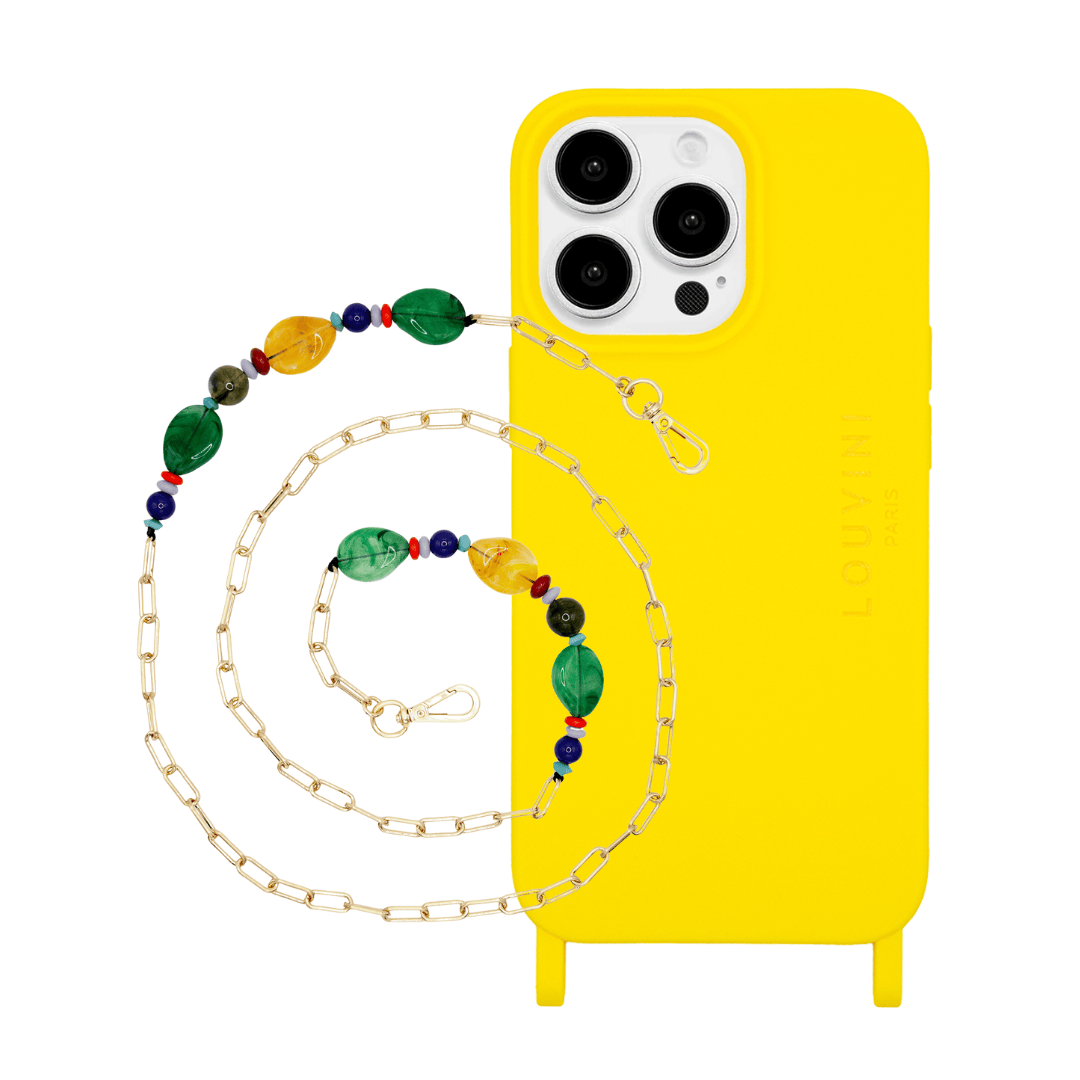 MILO MagSafe iPhone case in yellow & BELLA chain