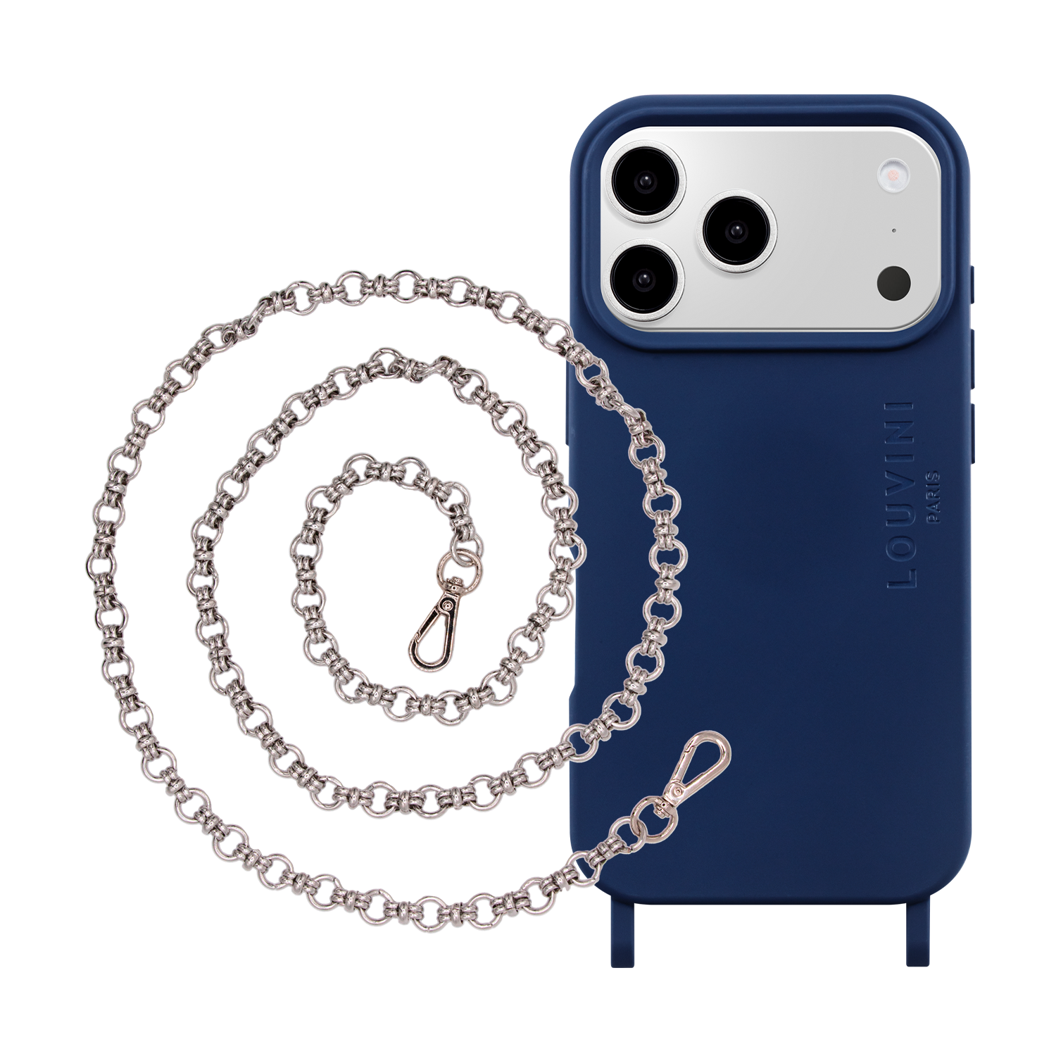 MILO MagSafe Navy iPhone Case & BECKY CHAIN Silve