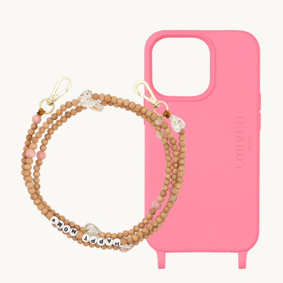 Milo Pink iPhone Case & Arielle "Happy Mom" Chain