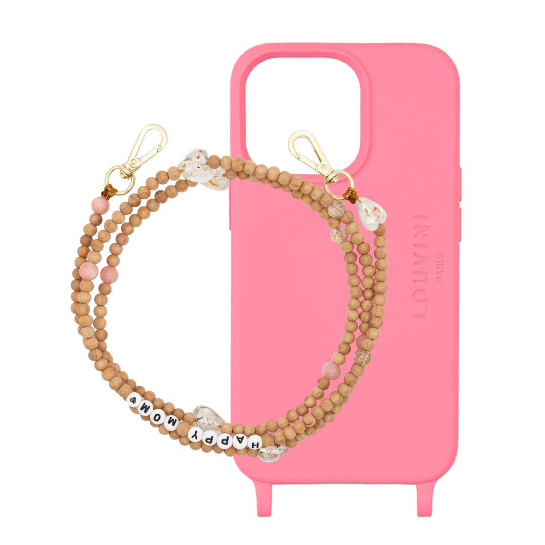 Milo Pink iPhone Case & Arielle "Happy Mom" Chain