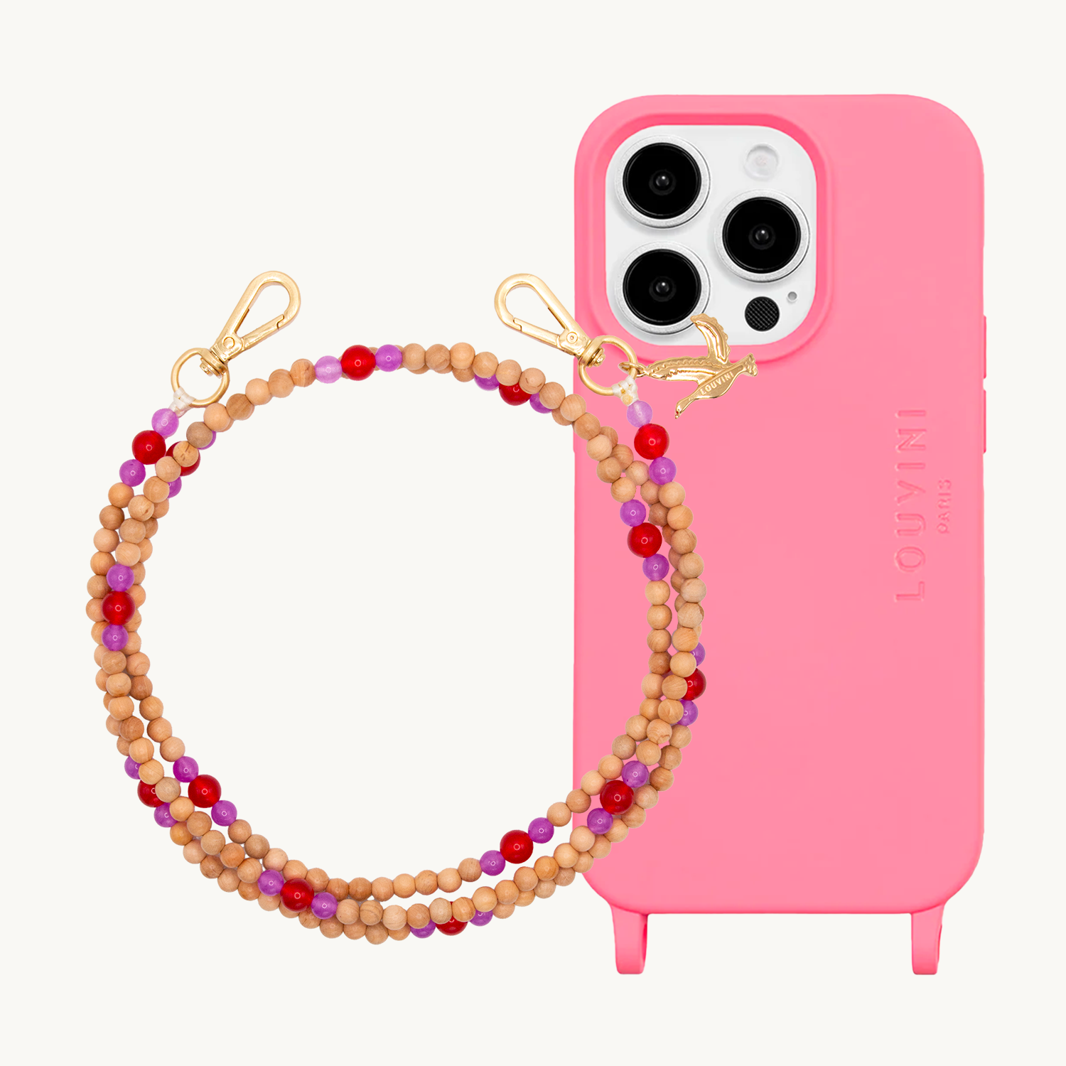 MILO Pink iPhone Case & ARIELLE Pink-Red Strap