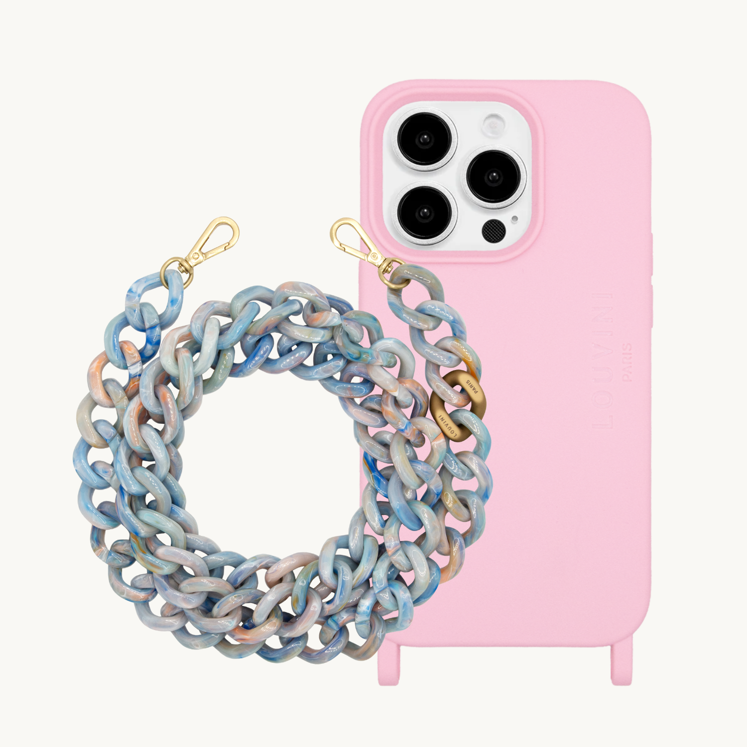 MILO iPhone case Soft Pink & ZOE chain Marshmallow