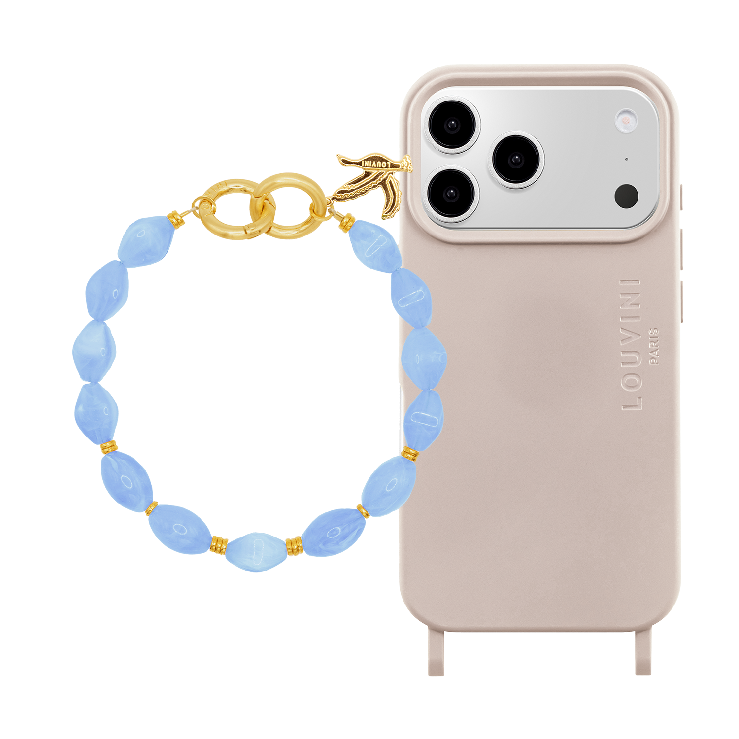 MILO Phone Case Taupe & PETIT RITA Bracelet Sky Blue