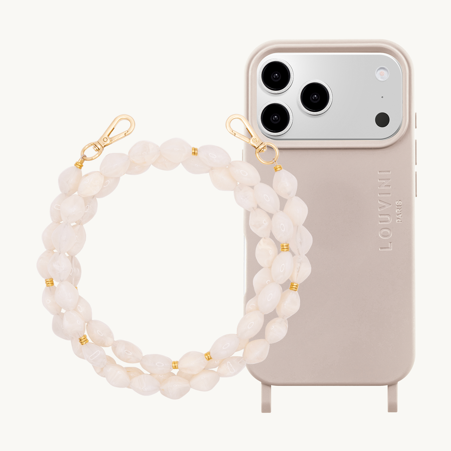 MILO MagSafe Taupe iPhone Case & RITA Beige Chain
