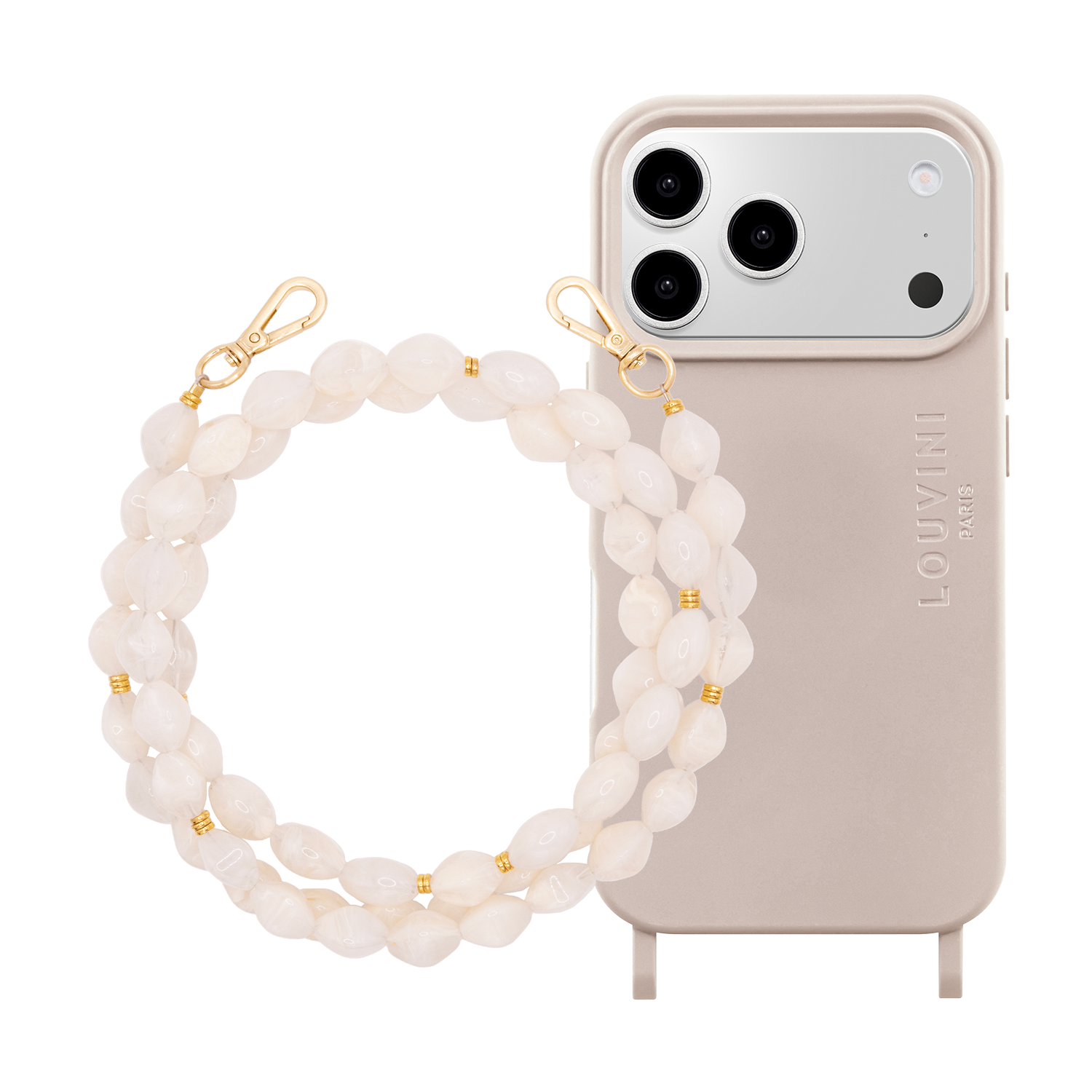 MILO MagSafe Taupe iPhone Case & RITA Beige Chain