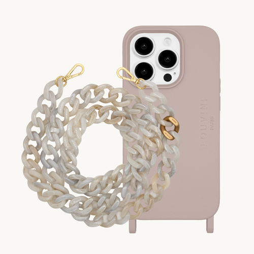 MILO iPhone case Taupe & ZOE chain White Marble