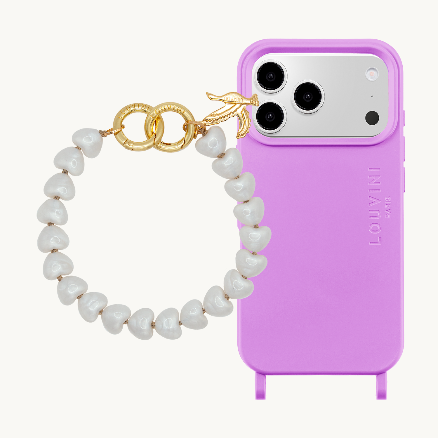 MILO MagSafe Brown Iphone Case & TINY CUORE Bracelet White Pearl