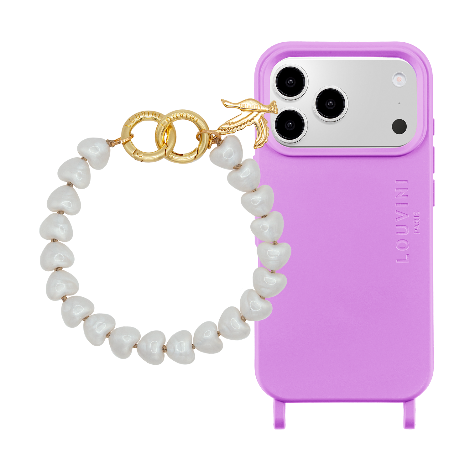 MILO MagSafe Brown Iphone Case & TINY CUORE Bracelet White Pearl