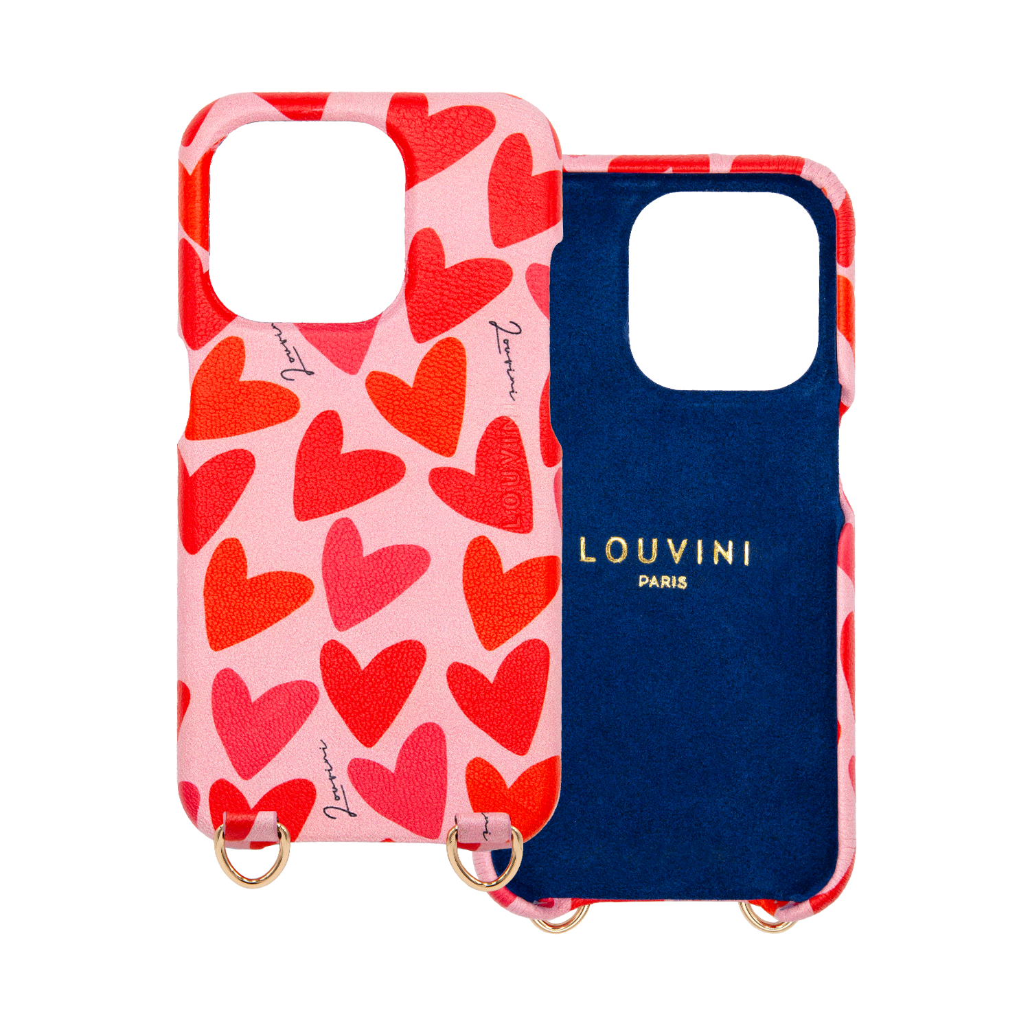 iPhone Leather Case with Rings MAX - Hearts