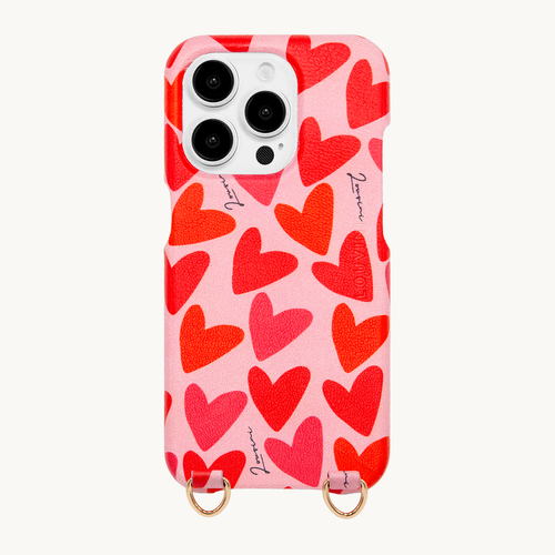 iPhone Leather Case with Rings MAX - Hearts