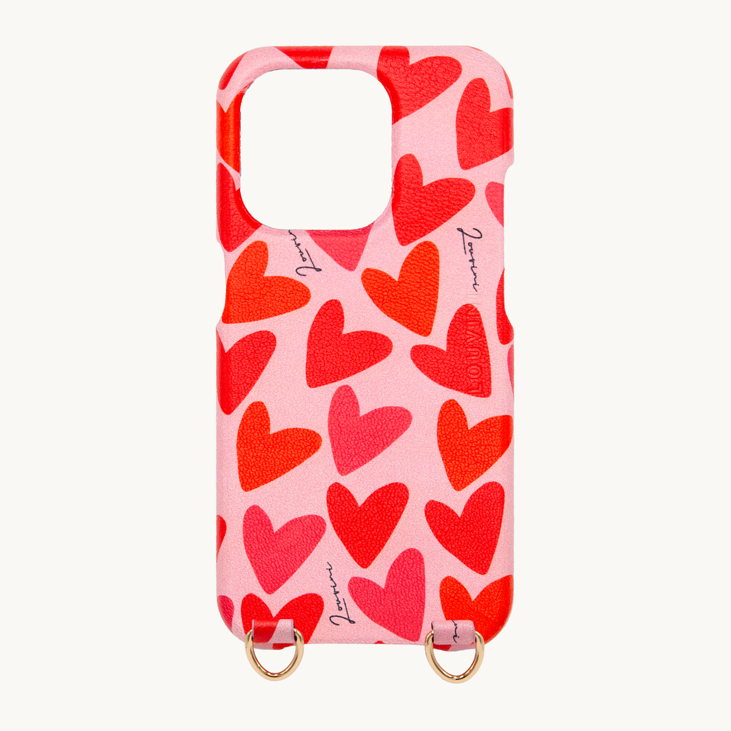 iPhone Leather Case with Rings MAX - Hearts