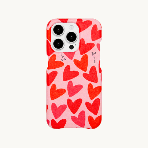 iPhone Leather Case with Rings MAX - Hearts