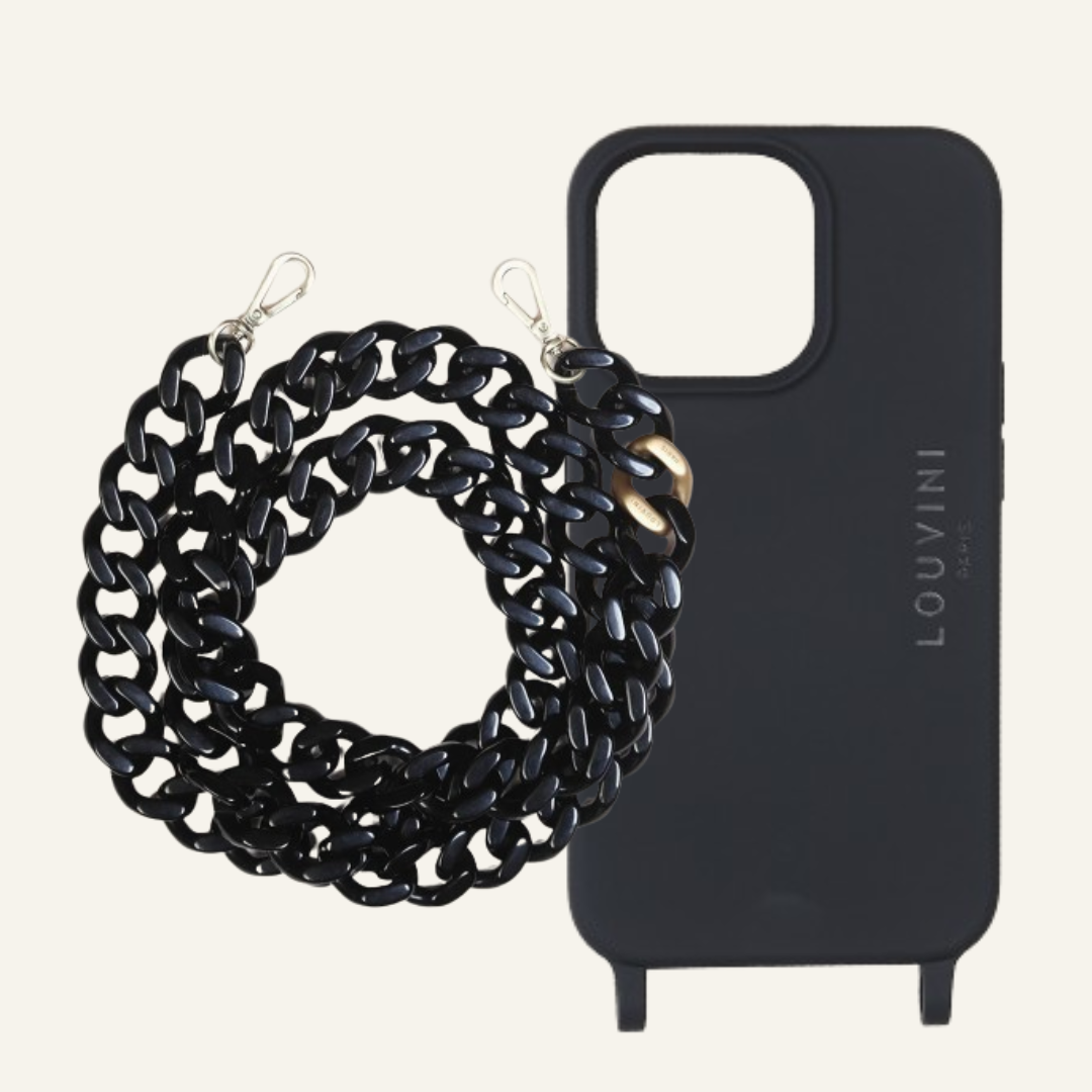 Milo Black iPhone Case & Zoe Black Chain