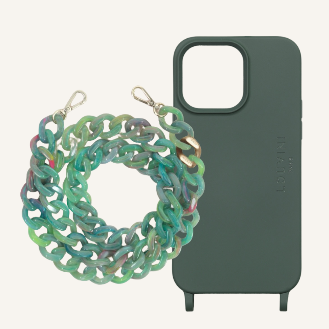 Milo Olive iPhone Case & Zoe Jade-Green Chain