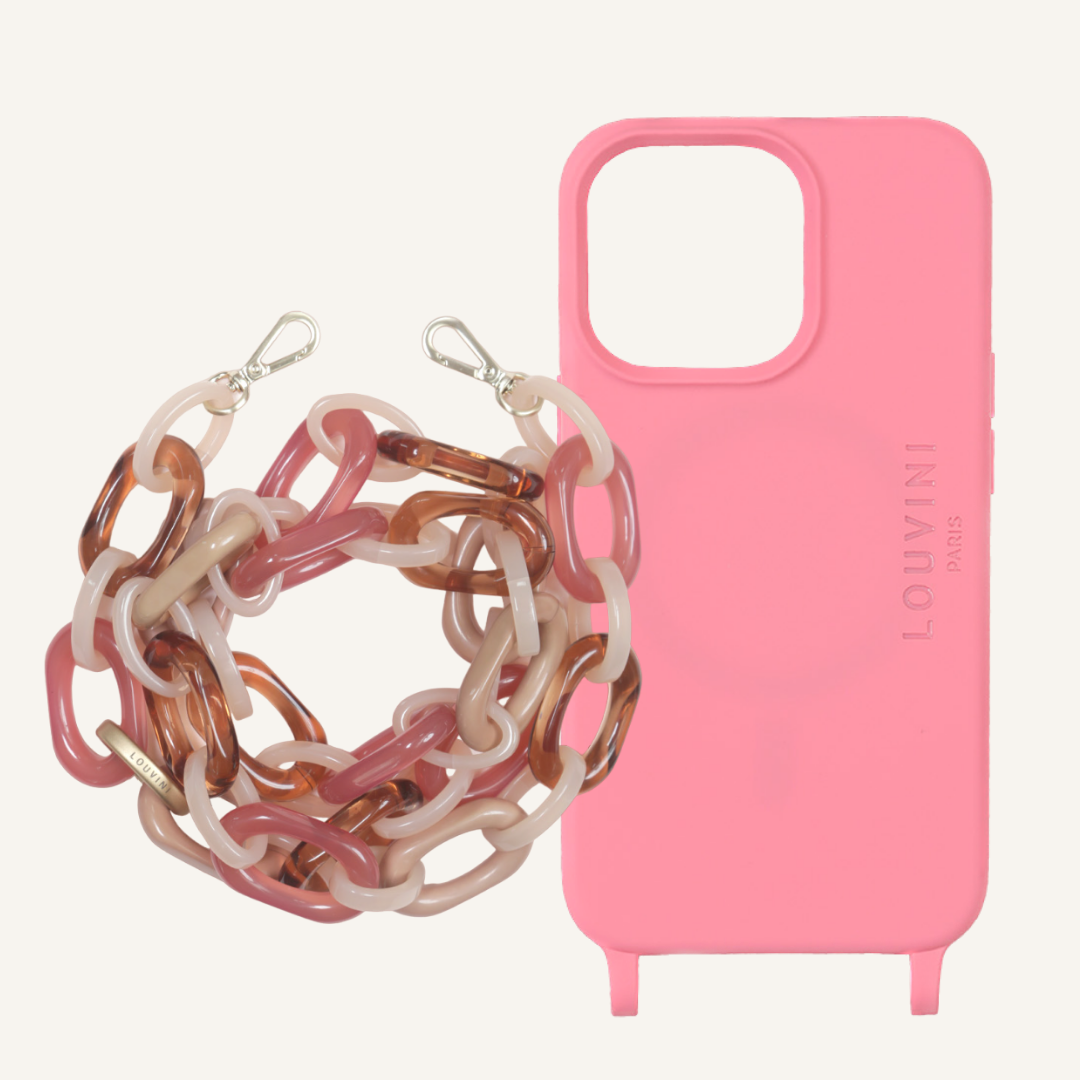 MILO PEACH IPHONE CASE & CHIARA PINK-NUDE CHAIN