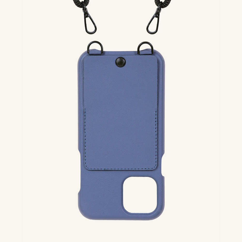 LEATHER IPHONE CASE WITH WALLET AND LOOPS OSCAR - BLUE 