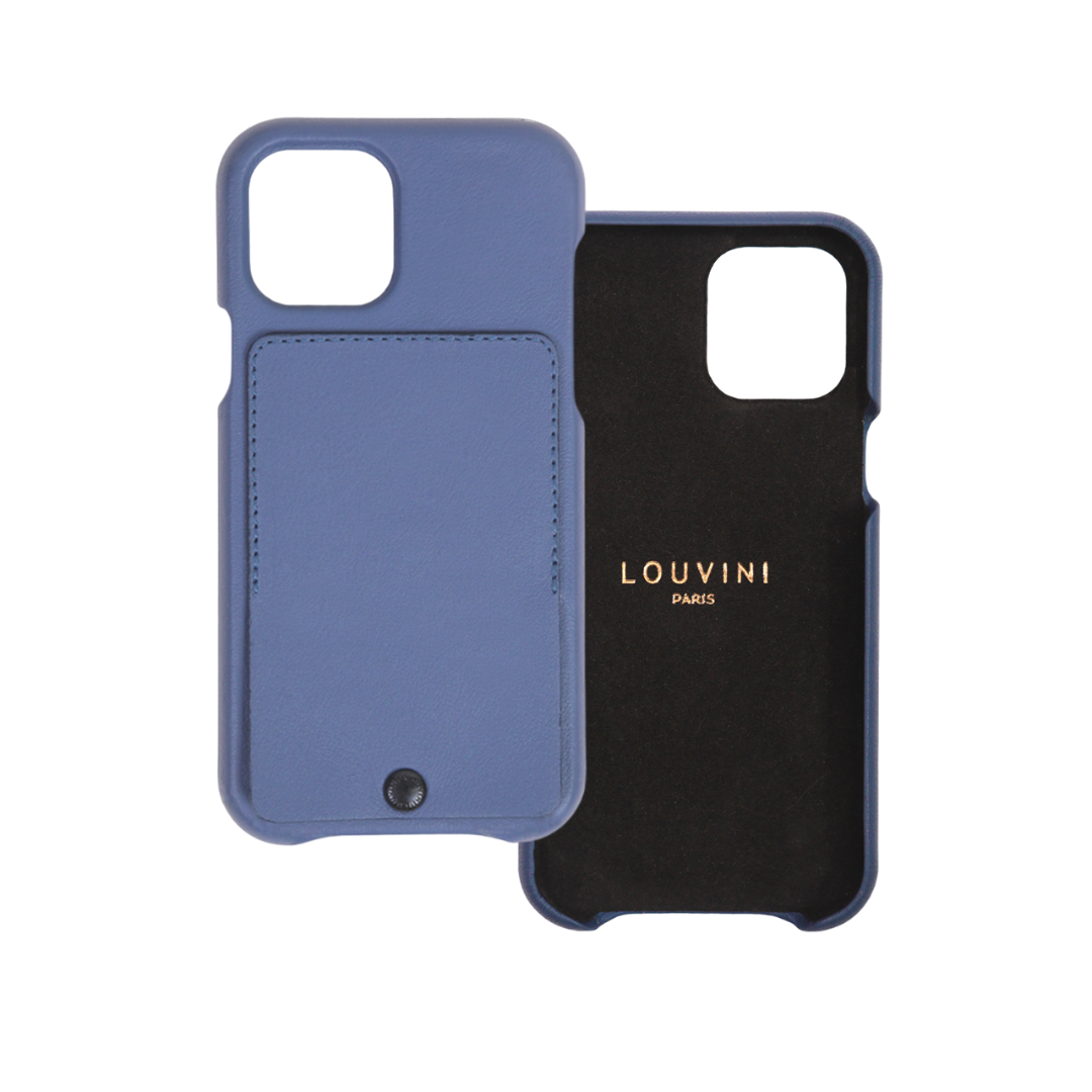 LEATHER IPHONE CASE WITH WALLET OSCAR - BLUE