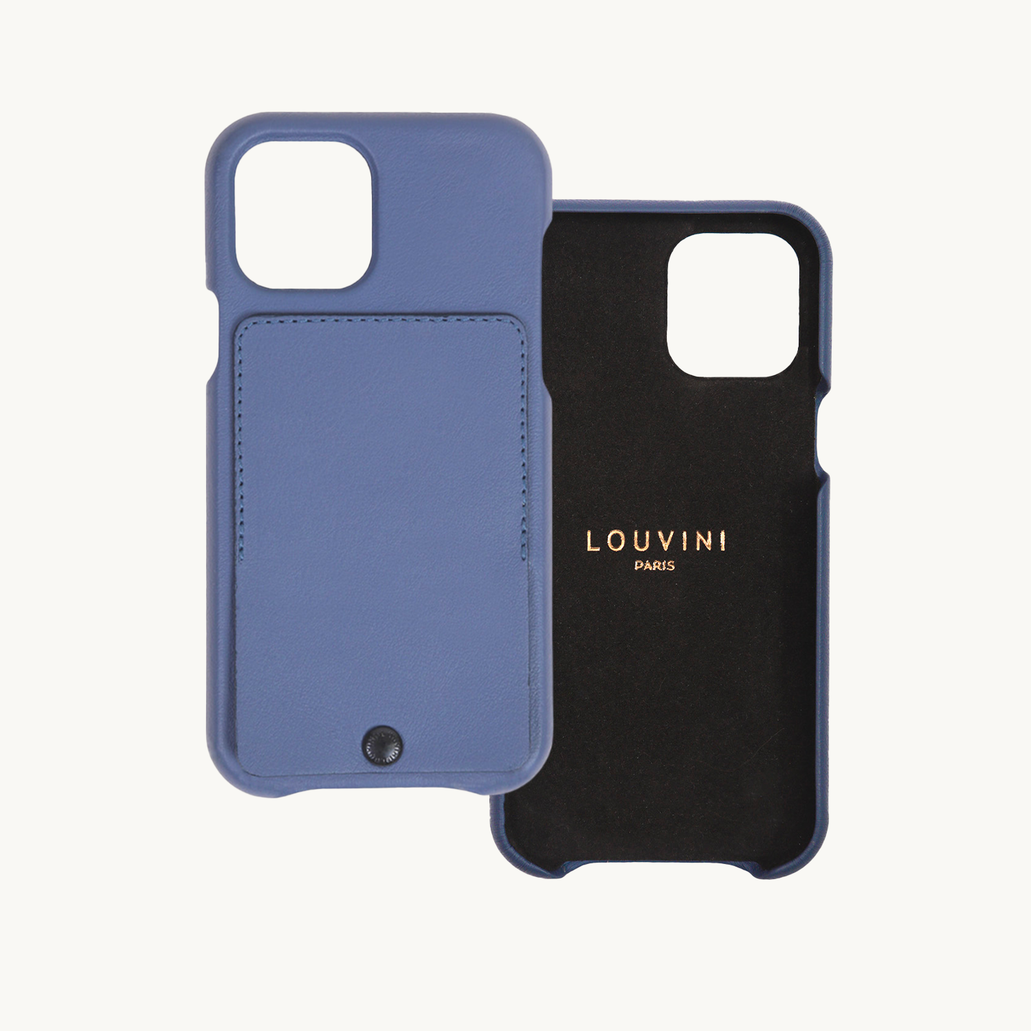 LEATHER IPHONE CASE WITH WALLET OSCAR - BLUE