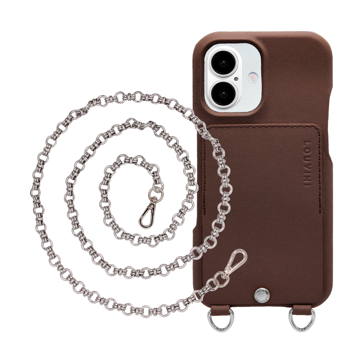OSCAR Silver Brown iPhone Case & Chain BECKY Silver